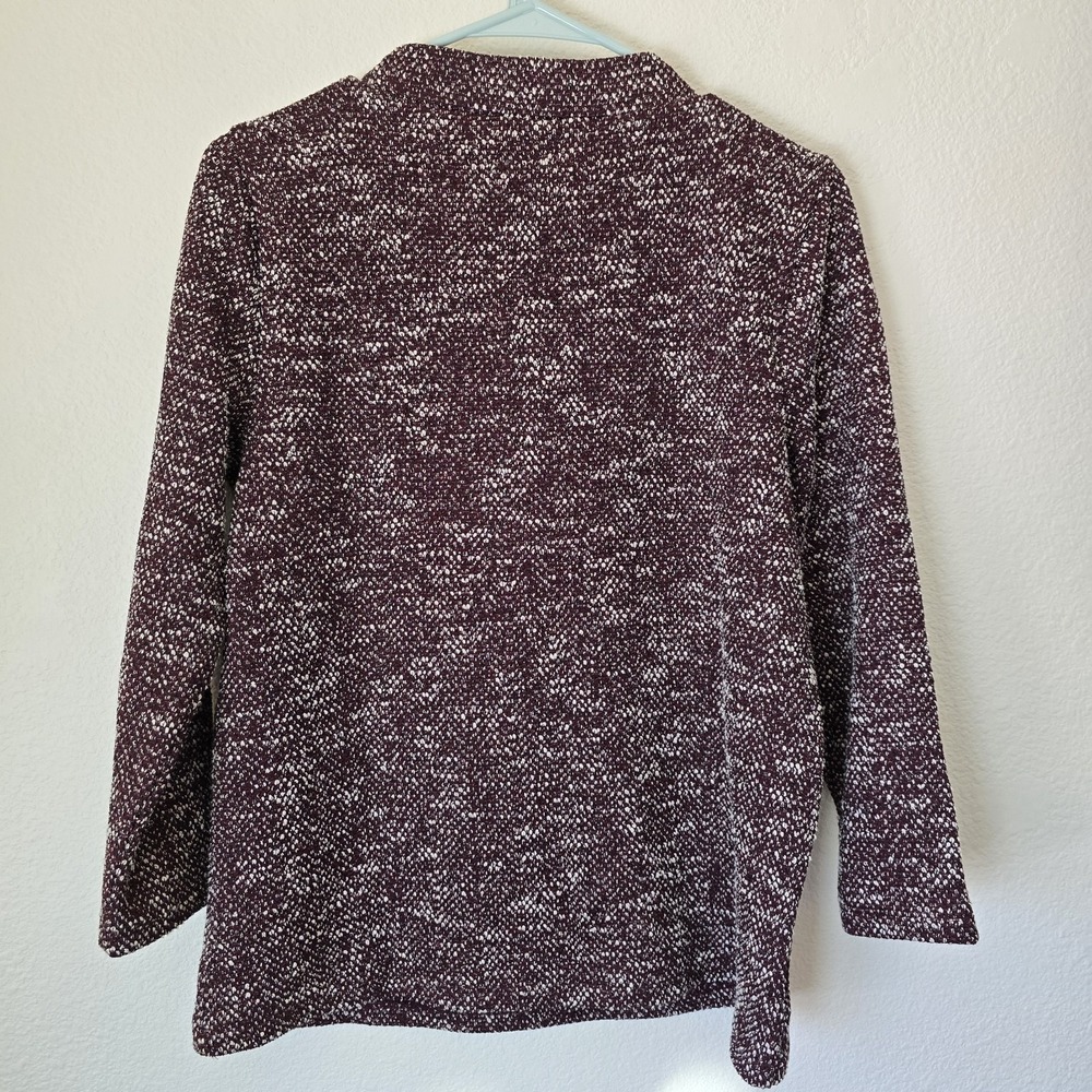 Ann Taylor Factory Women's Small Marled Knit Top 3/4 Sleeve Wine‎ Cotton Blend - Picture 3 of 5